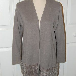 Alfani Grey faux fur trim chic sweater size PL